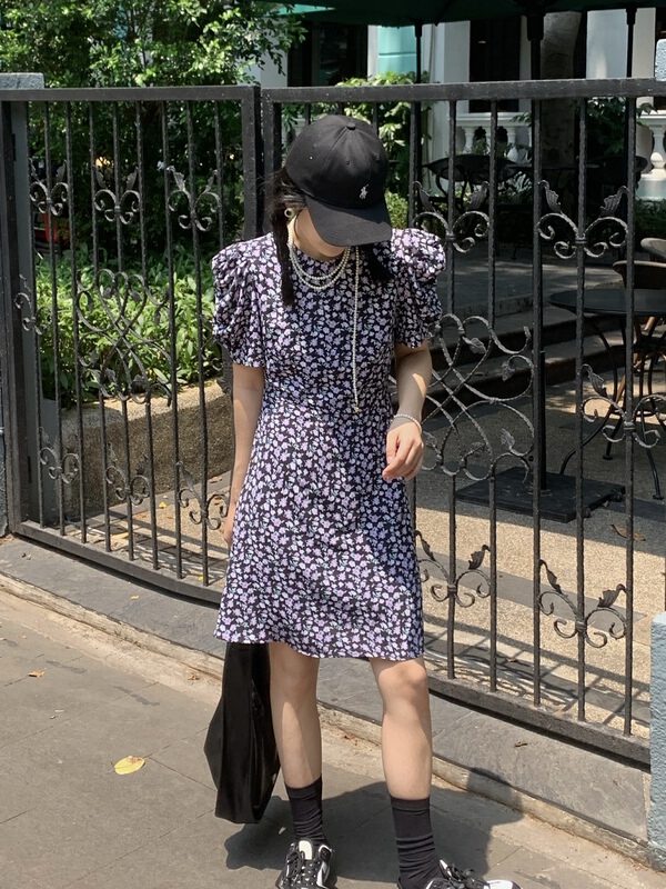 [meet + studio] Vintage court short sleeve floral dress 9031# LSL