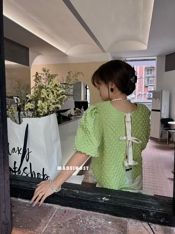 [OSHA madeinost] sense of design, two wearing bow decorative blouses 86288# ll