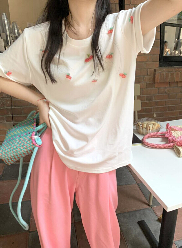 New in early summer! [Feimao (Yimao)] Korean round neck versatile short sleeve T-shirt ym-7573# LSL