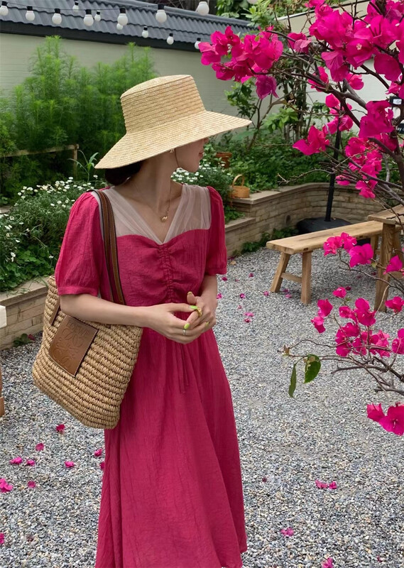 [Aiyi] Korean V-neck drawstring temperament dress 2282# zxx