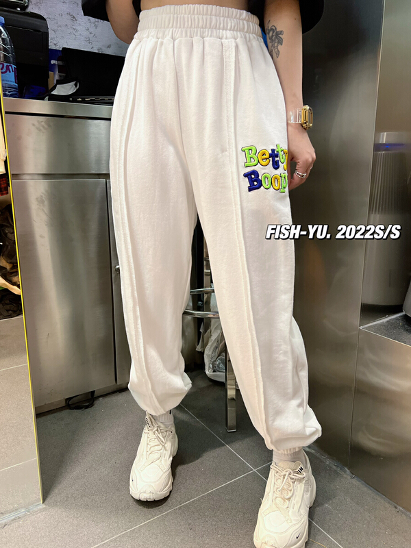 New year in early spring! [fish Yu] embroidered lettered Leggings casual pants 22025# LSL