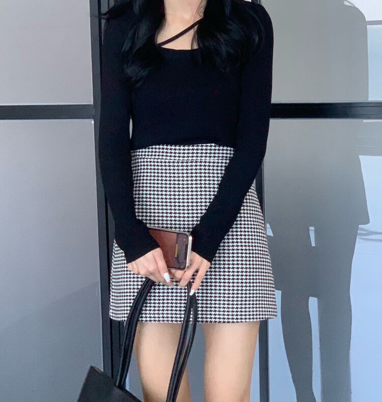 New year in early spring! [going] Plaid woven short skirt, small a skirt, half skirt 7797# jhy
