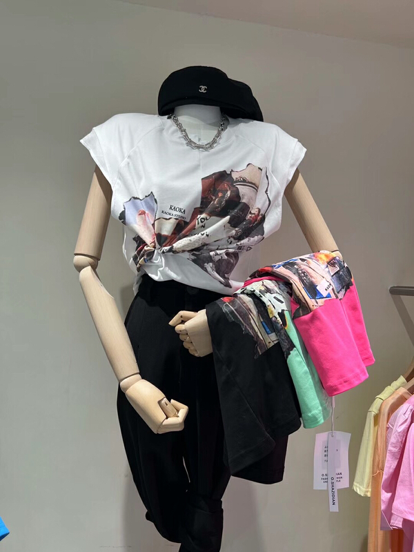 [o.shazidian] sleeveless shoulder pad versatile fashion short sleeve T-shirt 88029# CSX