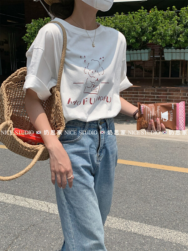 【奶思家】卡通字母印花百搭短袖T恤  0737#  ZJY