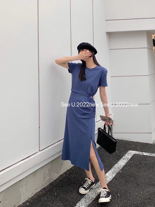 New year in early spring! [see u] Korean solid color round neck dress 9162# XYY