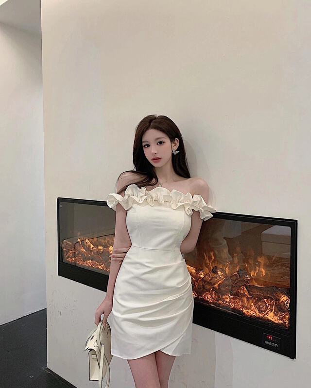 In early summer! [Alala] niche design flower bud design waist dress l1562\jj