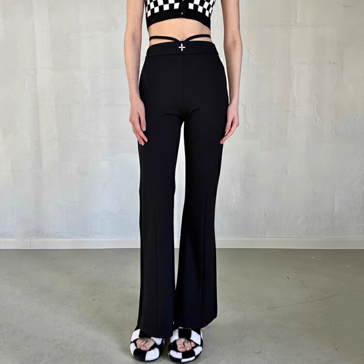 New in early summer! [c.h.z] spicy girl style diagonal belt design, slim casual pants 90685# WTT