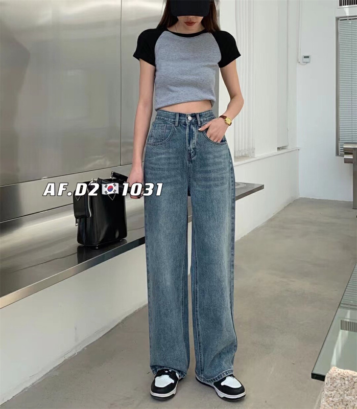 New year in early spring! [af.d2] straight mop back pocket featured jeans 1031# WW
