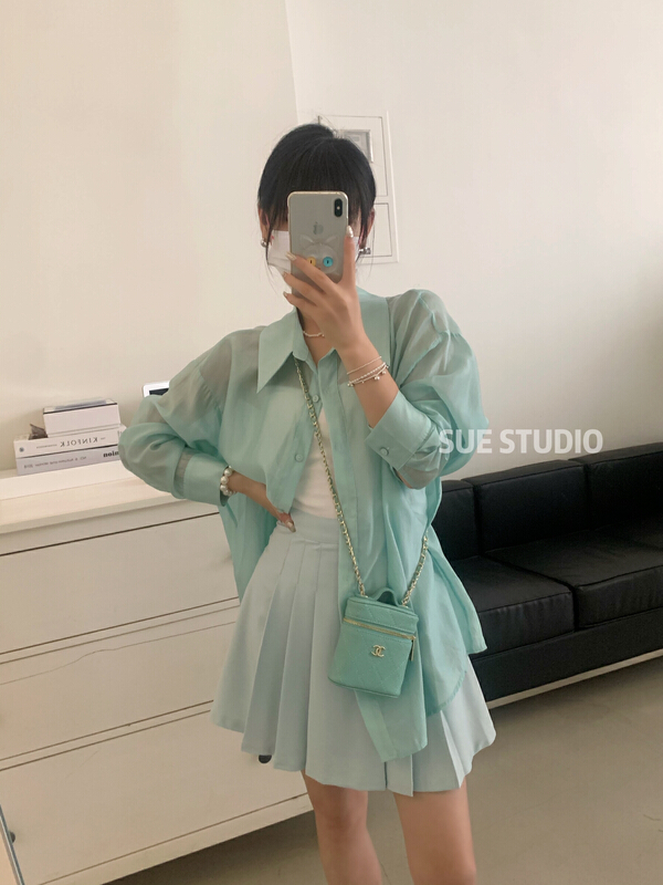 New in early summer! [Sue studio] Korean version solid color long sleeve shirt n22250# ZSY