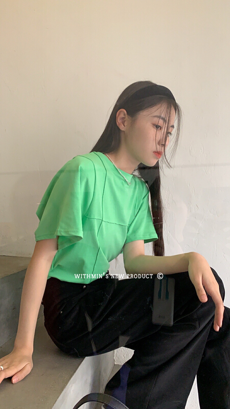 New year in early spring! [withmin] split solid color simple short sleeve T-shirt 8341# WTT