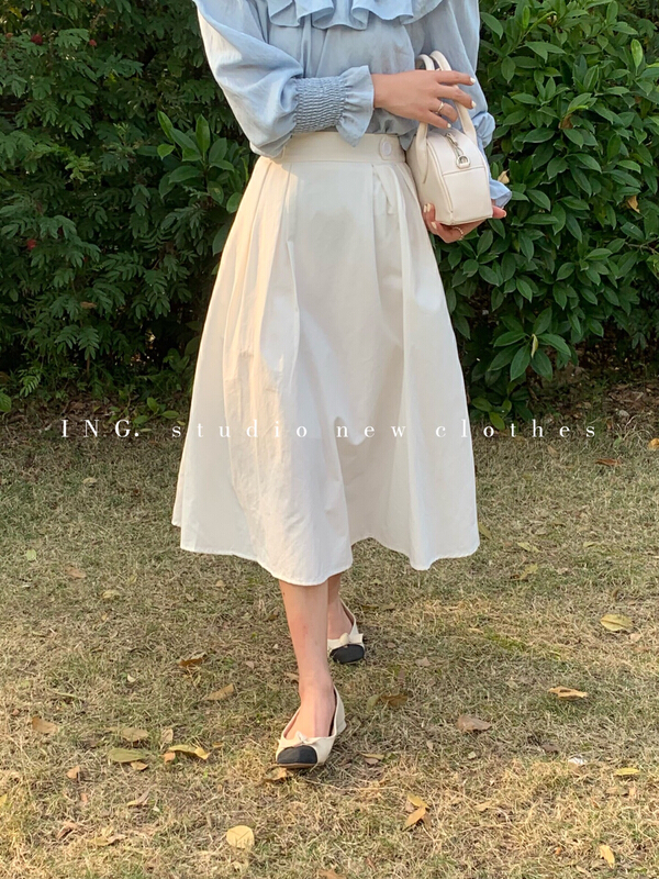goods in stock! [ing] French retro solid elastic waist skirt 7612# ZSY