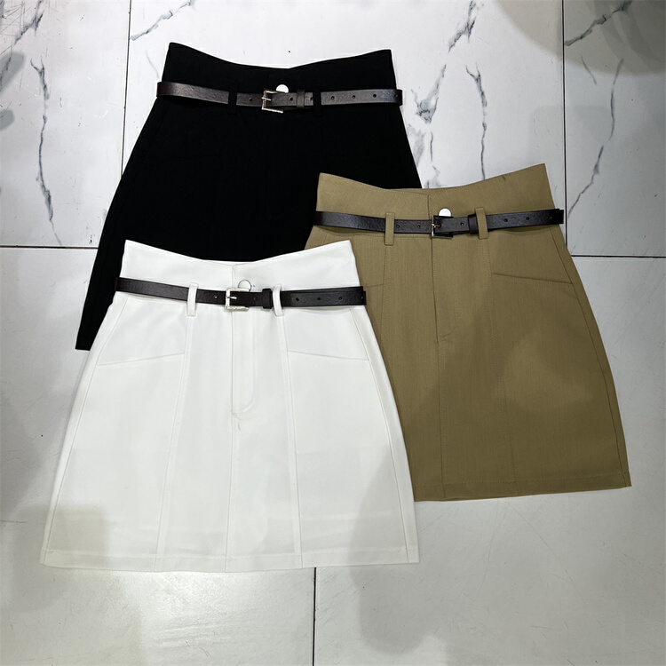 [w.min] versatile fashion and texture casual skirt (with belt) 1812# CLS