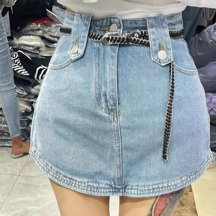 [Jiajia Muli] Hot Girl Cowboy high waist thin Hip Wrap Skirt 8671# L