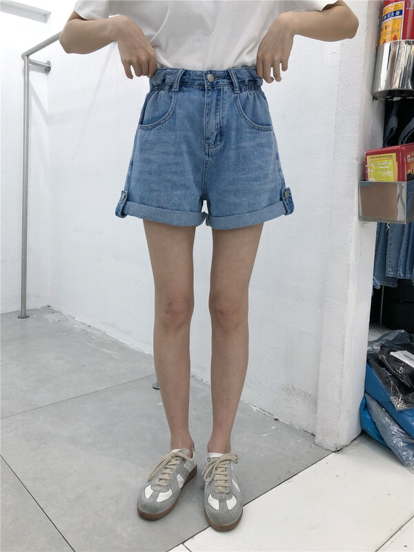 [Qiqi] Korean loose bud waist denim shorts 6168# cqw