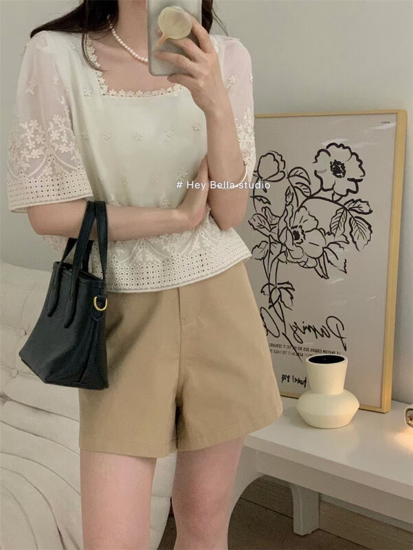 [hey Bella] square neck fashion Korean shirt ys1-1577# ll