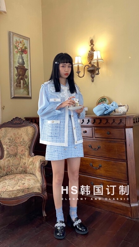早春上新！【HS韓國定製】名媛小香風A字短款半身裙  65030#  HJY