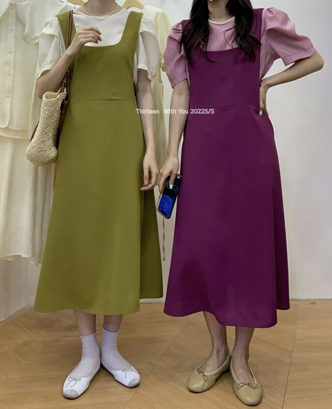 New in early summer! [thirten 13] solid color versatile Pullover blouse + Korean simple temperament dress set 1628# XYY