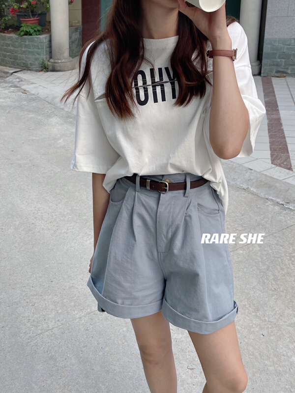 New year in early spring! [rare she] Korean version featured cut design Short Sleeve T-shirt 5027# LSW