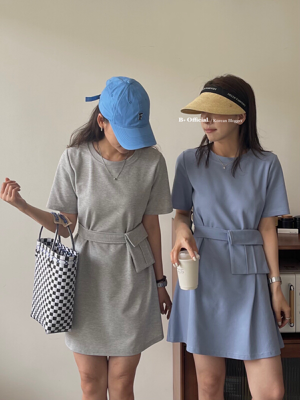 [B plus] daily commuting casual lazy dress (with belt) 22-354-2# HBx