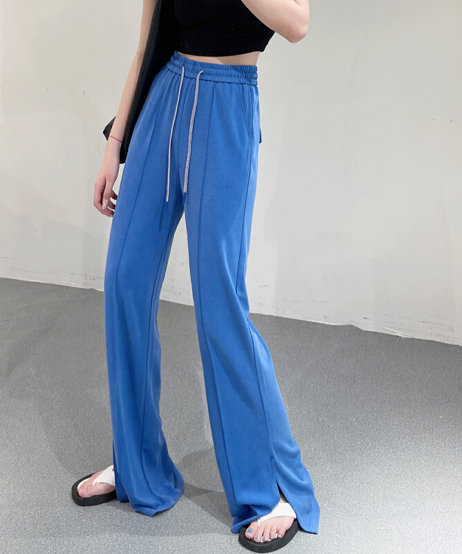 New in early summer! [x2] comfortable and versatile drawstring elastic waist casual pants 8831-1# ozq
