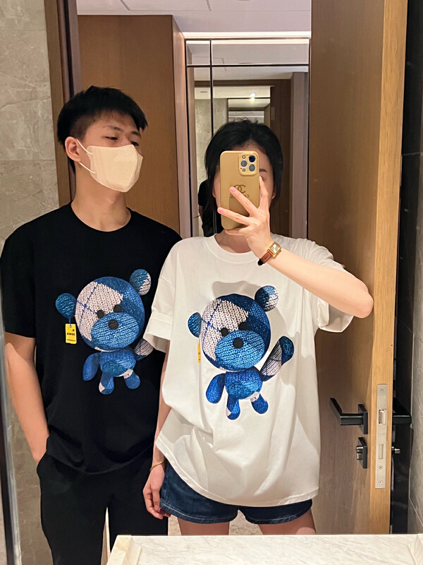 [ing] Cartoon Bear print short sleeve T-shirt k34# ZZL