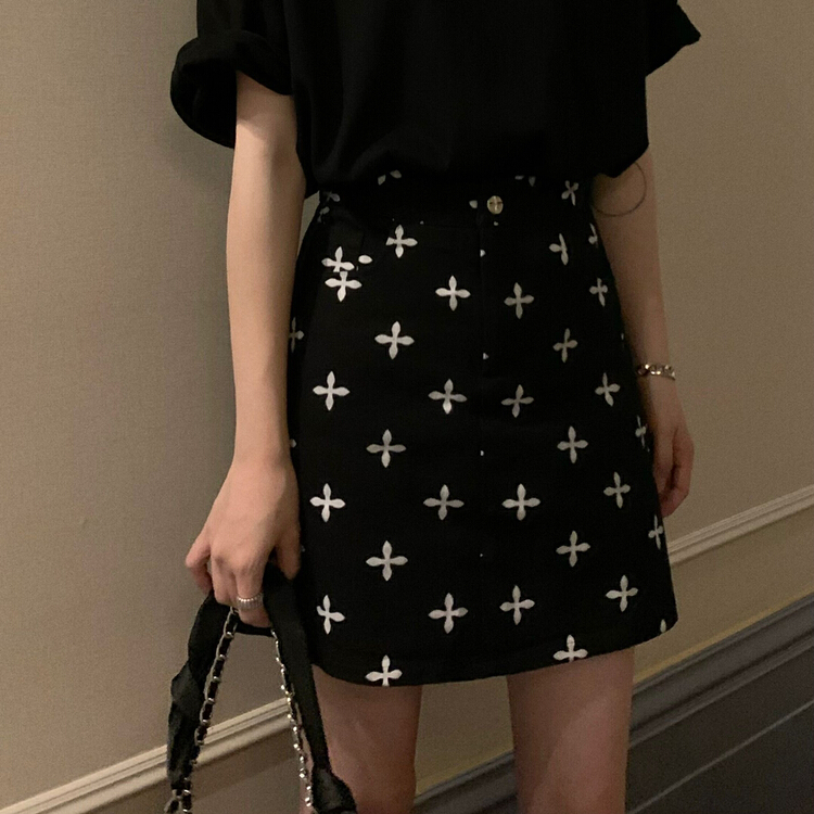 [timely rain] fashion personalized printed denim skirt (only skirts) 65519# WPL