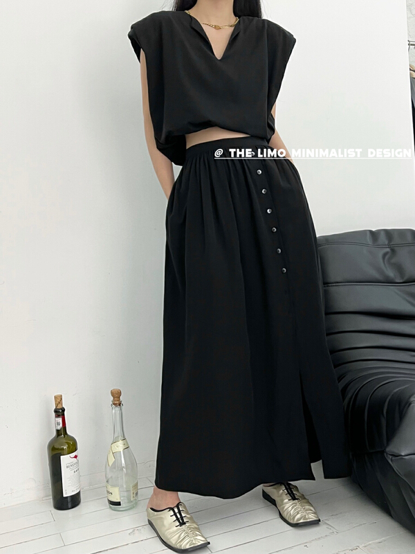 [the limo] personalized simple side button skirt ys1-6713# XYJ