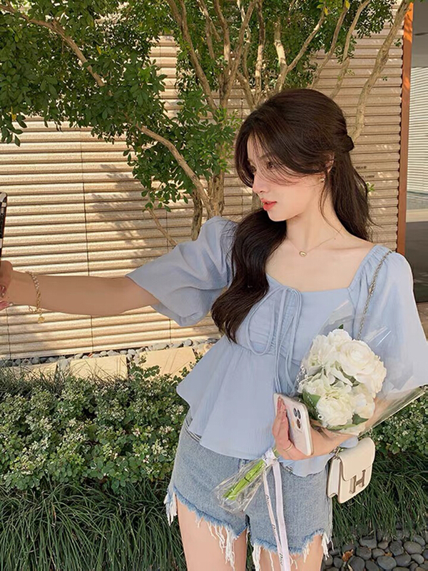 [L.L studio] French bubble sleeve sweet blouse 7640# PCZ