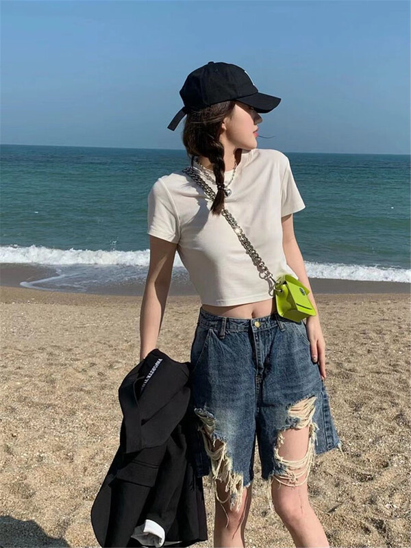 New in early summer! [wut / N Cola] fashion baggy fashion denim shorts ys1-8003# LSL