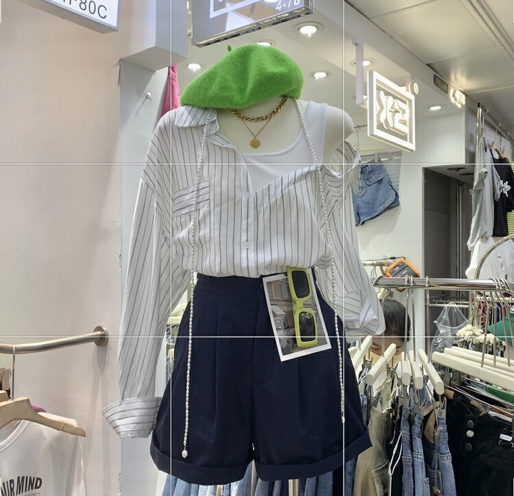 [Chenyi] Korean fake two-piece striped sunscreen shirt + casual shorts two-piece suit 998# XYY