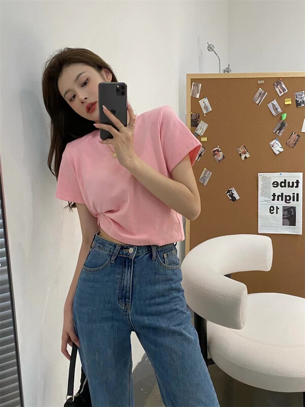 [modern 197] simple and versatile solid color short sleeved T-shirt 7015# zyh