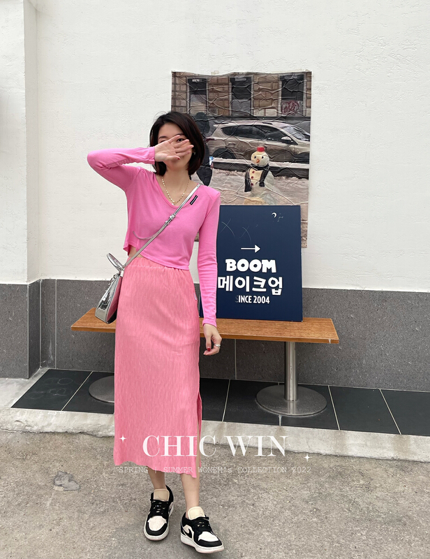 New year in early spring! [chic win] Korean split elastic waist skirt 88010# CSX