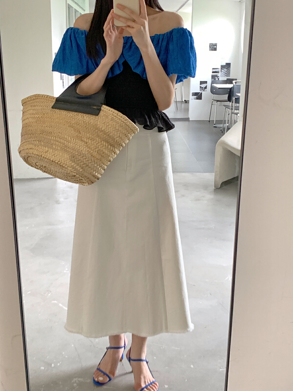 New in early summer! [new open] retro versatile A-line skirt fq22653# zxl