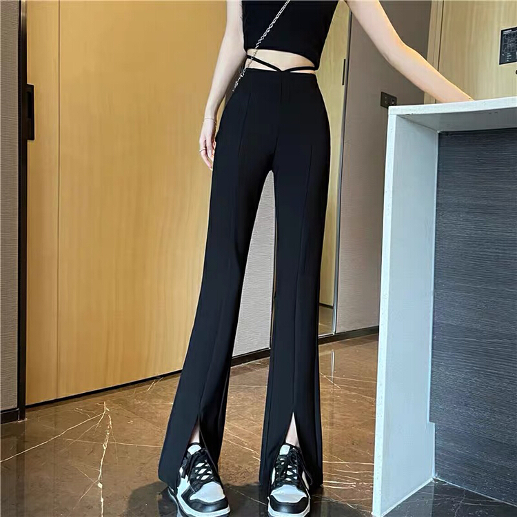 [love in clothes] hanging high waist and forked micro horn casual pants 811-1# Cl