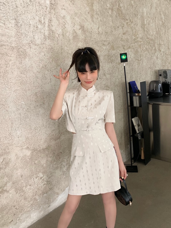 【PINK品客】中國風設計感復古顯瘦連衣裙  82309#  LSL