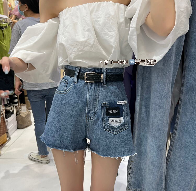 [t one] personalized label design foreign style denim shorts (with belt) 9105# LSL