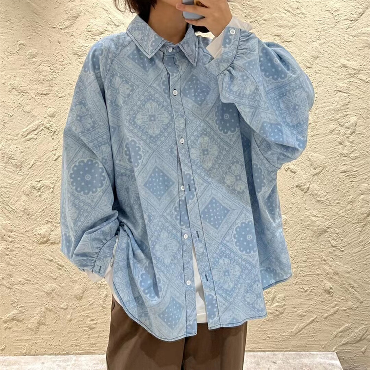 New year in early spring! [original by hnhl] Korean breasted printed shirt 17968x# L