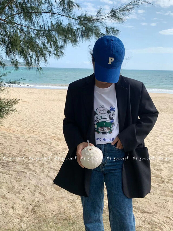 Original price 50.76! New year in early spring! [be your self] Mickey loose print basic short sleeve T-shirt t66107# LSL
