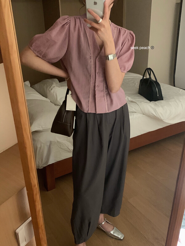[seek peach] V-neck design fashion shirt 5201# ll