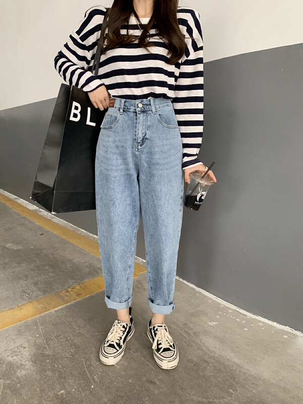 New year in early spring! [Mina] Korean fashion loose wide leg jeans 9918# LSW