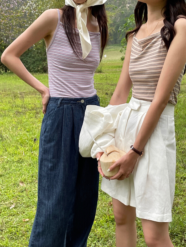 New in early summer! [Hello September] contrast stripe versatile vest / sling h2499# CLS