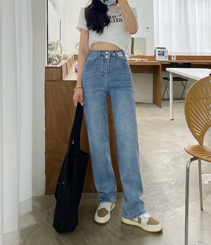 New in early summer! [M8 denim] high waist versatile floor mopping jeans 61017# LSL