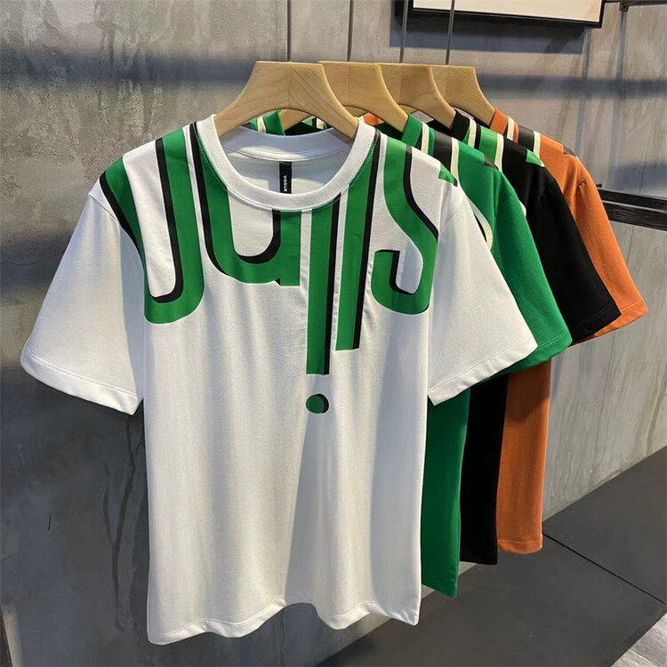 New in early summer! [1974] round neck letter print short-sleeved T-shirt A802# ZZL