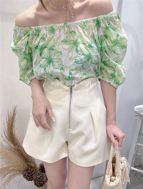 New in early summer! [set] Korean style one shoulder fresh shirt 6005-8# zxx