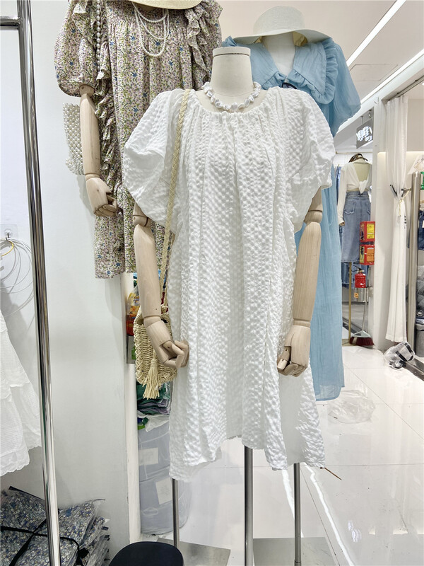 goods in stock! New in early summer! [Yan Sha] Korean versatile loose bubble sleeve dress (only dresses) 162# CLS