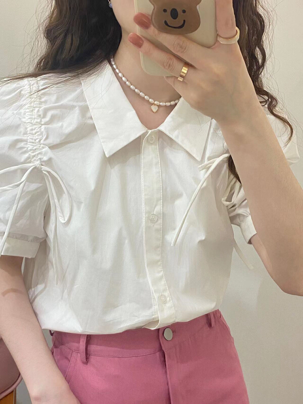 [Hebe] drawstring design, niche shirt 8103# XYJ