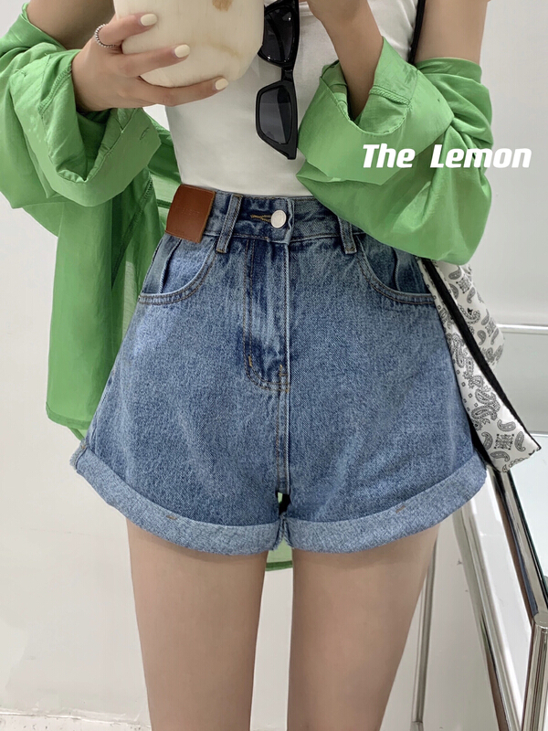 [lemon green tea] Korean high waist thin denim shorts b-820# hjy