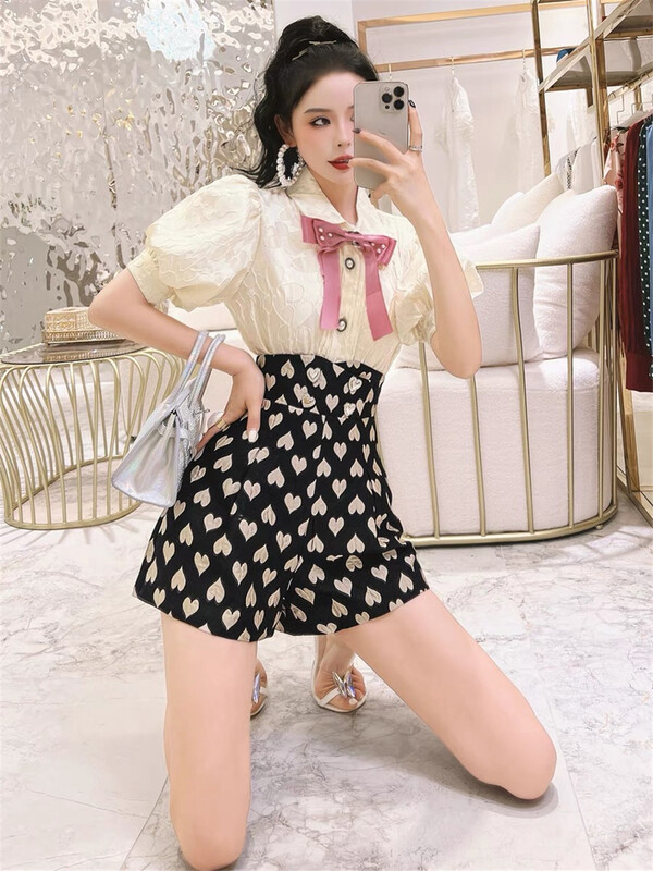 [Linna] high waist love versatile slim casual shorts 90125# zxx