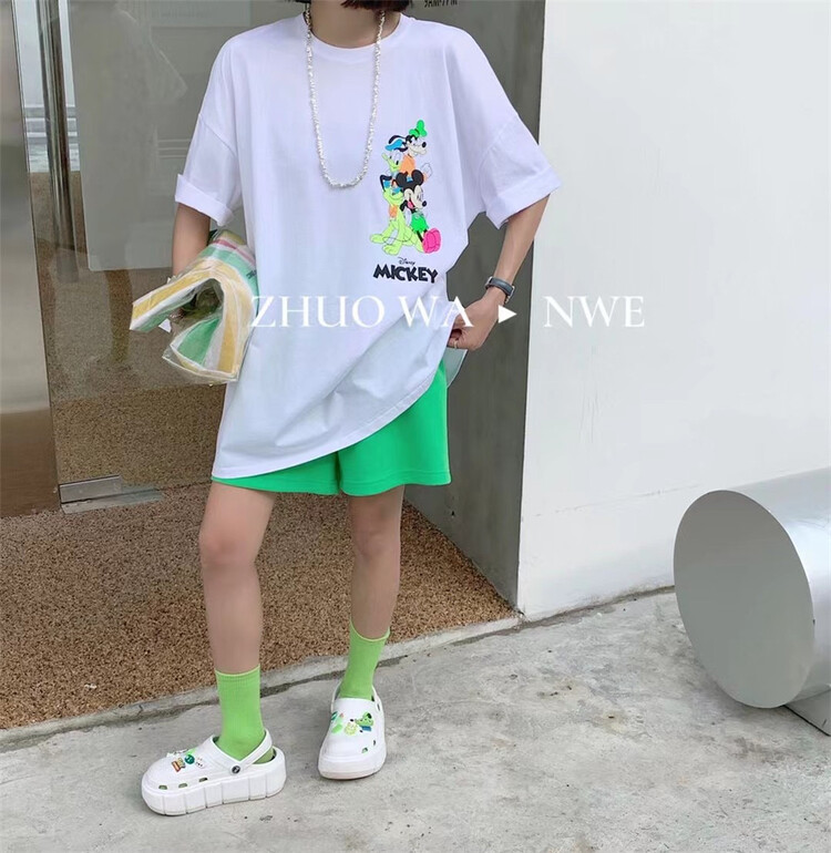 [buyer Yan Xuan zhuowa] fashionable cartoon Mickey goofy printed short sleeve T-shirt 6027# Cl