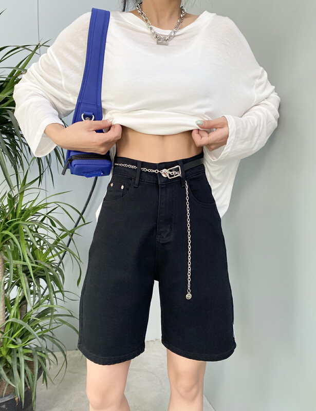 New in early summer! [Mujia] comfortable and versatile cropped jeans (with belt) 17258# XYY